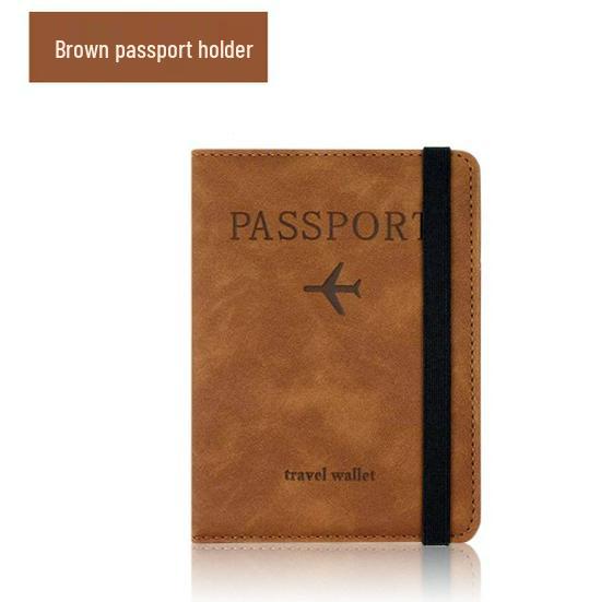 PU Leather RFID Passport Wallet Set with Strap, Card Holders, Ticket Sleeve, and SIM Slot