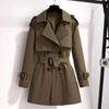 Petite Mid-Length Women's British-Style Trench Coat - Slimming Workwear for Spring & Autumn 2024