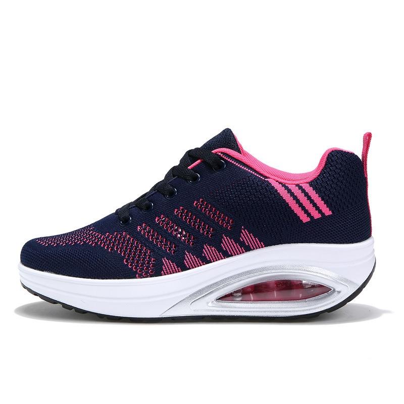Flying woven rocking shoes women's new platform running shoes square dance shoes soft-soled mother sneakers
