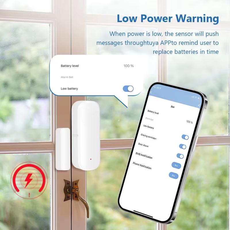 Tuya ZigBee Door Window Sensor Magnetic Contact Alarm Detector Wireless Security Monitoring Works with Smart Life Alexa Google