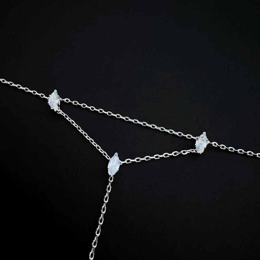 Modern Geometric Zirconia Womens Chain Bracelet With Electroplated Finish For Gift Travel