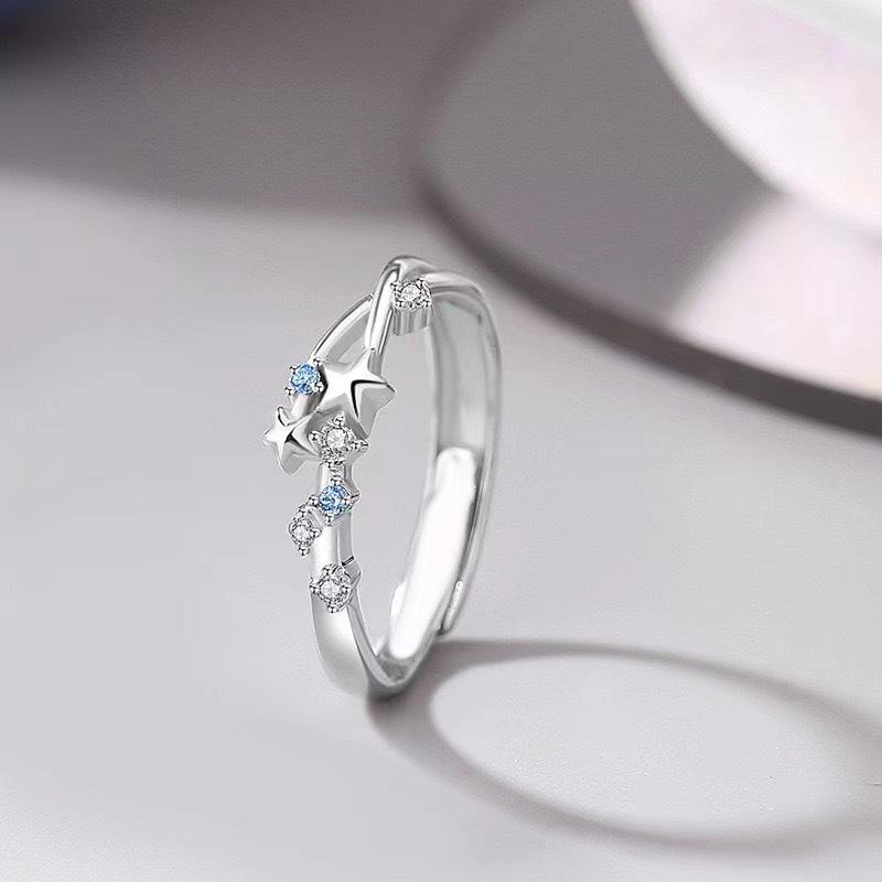 Stars Accompany Couple Ring Stylish and Simple Star Opening Adjustable Ring Meteor Shower Men's and Women's Ring Gifts