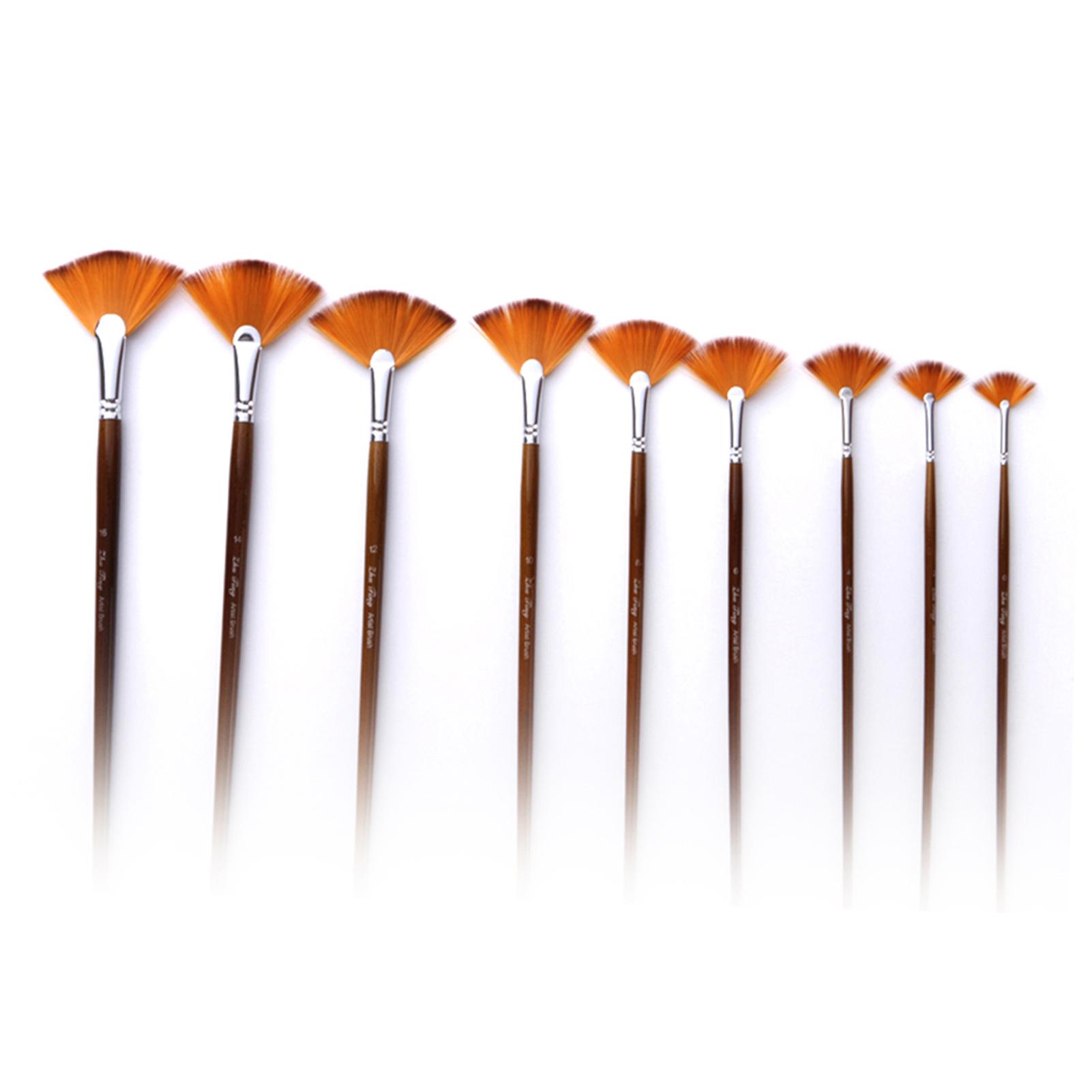 

9 PCS Fan Paint Brush Set Soft Nylon Hair Paintbrush for Watercolor Oil Acrylic Gouache Painting Art Drawing Brushes Supplies