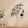 Iron Flower Girl Wall Art, Metal Sculpture for Indoor Outdoor Farmhouse Living Room Office Patio Balcony, Durable Home Decor