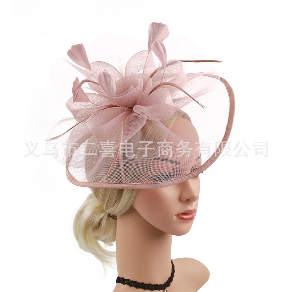 European and American New Bridal Headgear Mesh Feather Headband Party Ball Top Hat Jockey Club Retro Hair Accessories