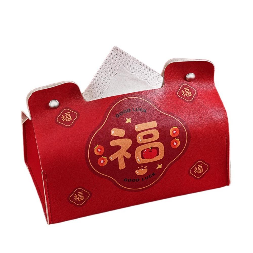 

Cartoon 2025 PU Napkin Box Waterproof Paper Container Holiday Festival Decor Style 3