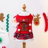 Autumn and Winter Festival Pet Cute Puppy Kitten Casual Fashion Clothing Gingerbread Man Red Plaid Skirt