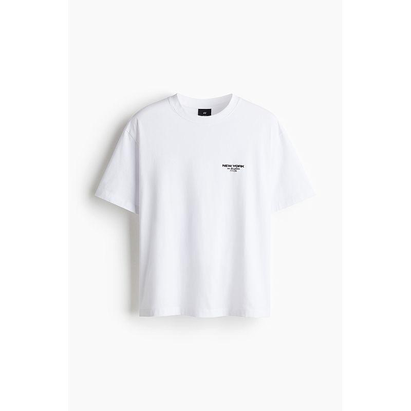 

HM Men s and Women s T-shirt 2025 Autumn New Arrival Print Cotton Drop Shoulder Loose American Short Sleeve Tops 1227157 White/New York023 175/100(M)