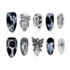 30-Piece Set: Handmade Almond Nails with 3D Flowers, Butterflies & Pearls