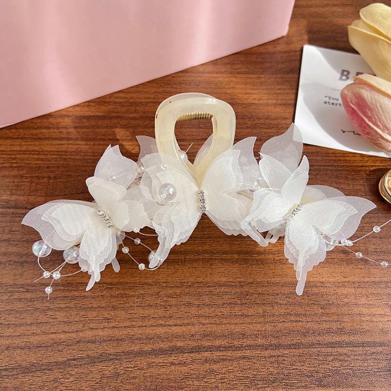 Sweet Bead Butterfly Clip Female Back Of The Head Hairpin Fairy Large Headdress