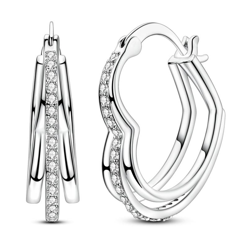 2025 New 925 Sterling copper Hoop Earrings Flowers Zircon Drop Earrings Stud For Woman Fine Birthday Wedding Party Zircon Gifts