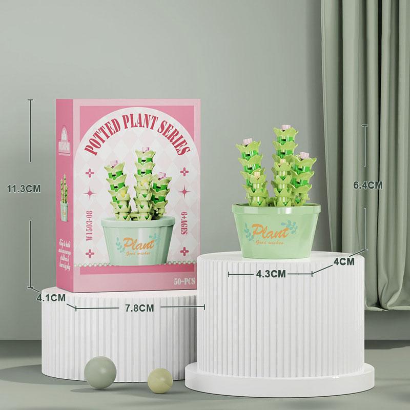 Eternal Flower Bouquet Bonsai Potted Plant Micro Building Blocks Model Home Decoration Puzzle Toys Kids Birthday Christmas Gifts