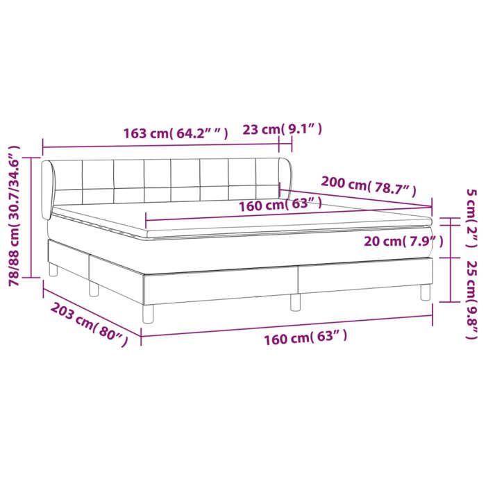 3127503 vidaXL Divan Bed and Mattress Dark Blue 160x200cm Velvet