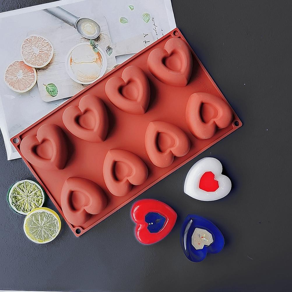 Silicone Cake Desserts Bakery Mould Tool 8 Holes Love Heart Shape Mold Doughnut Baking Mold