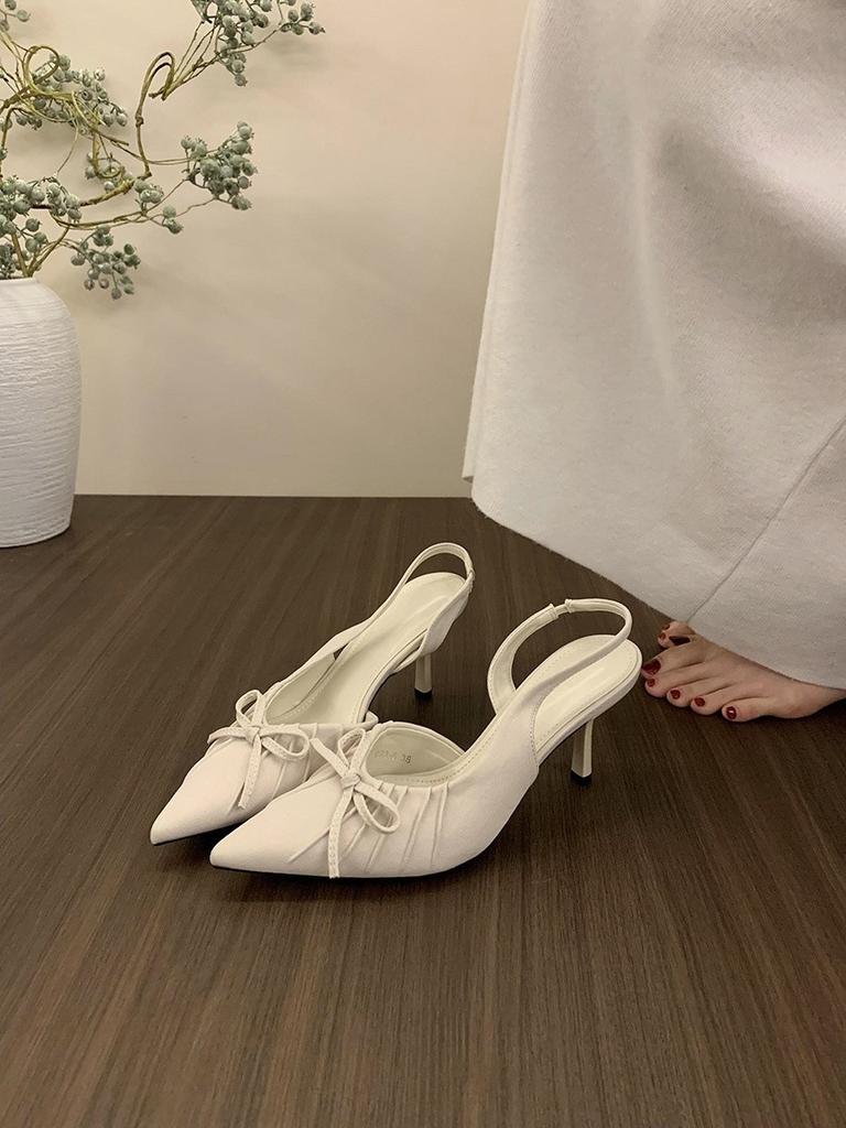 Niche Leopard Print Bow Bag Head Sandals Shoes Spring and Summer Temperament Celebrity Stilettos