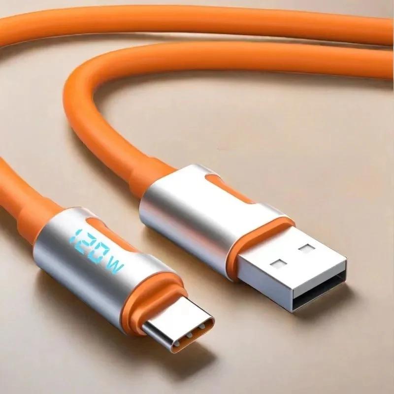 

120 Вт USB Type C кабель для быстрой зарядки цифровой светодиодный дисплей высокоскоростное зарядное устройство кабель для передачи данных для Samsung Huawei Honor Xiaomi POCO Redmi 1m