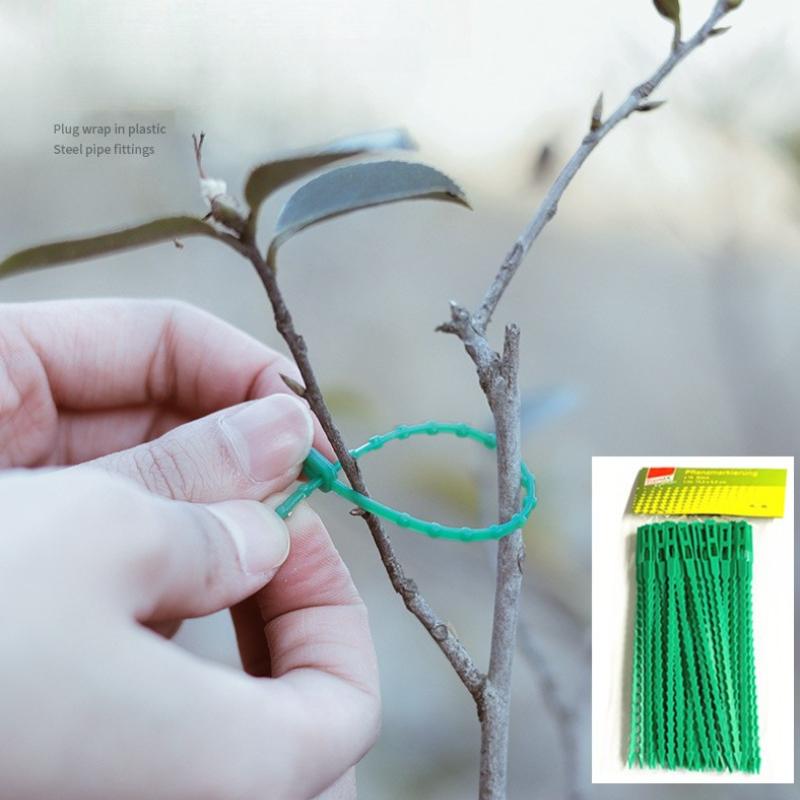 20/50/100Pcs 5.12-inch Green Garden Cable Ties are reusable garden ties used for decorating outdoor gardens, potted plants, and as holiday gifts.