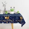 220x130cm Blue Gold Crown Disposable Tablecloth Birthday Party Decor for Men Women Years Old Table Cover Birthday Party Supplies