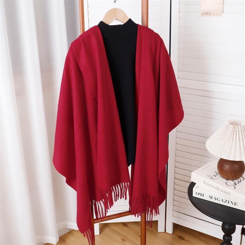 Winter Poncho Women Scarf Long Warm Cashmere Scarves Hijab Solid Lady Shawl Wrap Female Pashmina Bandana Head Scarfs NEW