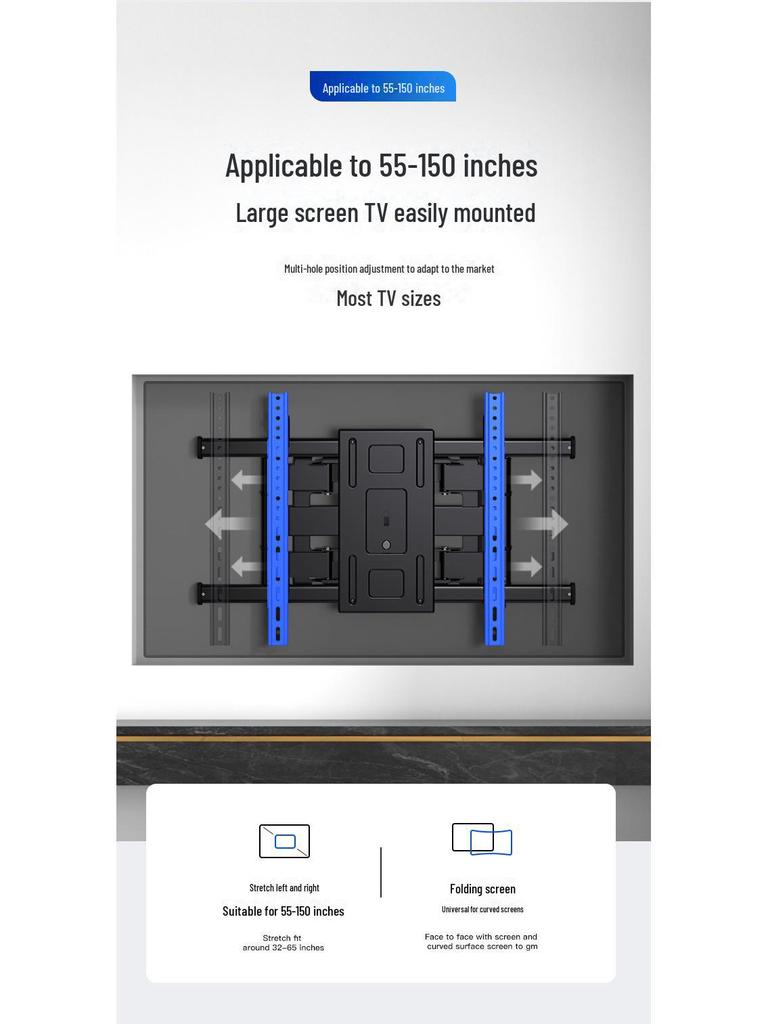 Ultra-Thin Telescopic Rotating Wall Mount Bracket for 65-100 Inch TVs