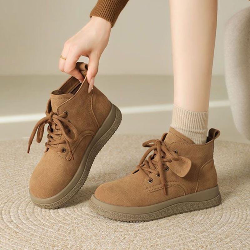 Retro Short Boots Women's Autumn New Thick-soled Versatile Lace-up Slim Martin Boots Women's Boots