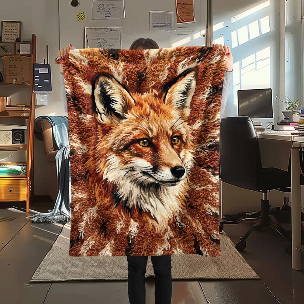 Felt Cat, Kitten, Puppy, Fox Print Flannel Blanket,High Quality Comfortable for All Seasons,Home Decor,Warmth and Comfort,Perfect for Christmas Gifts