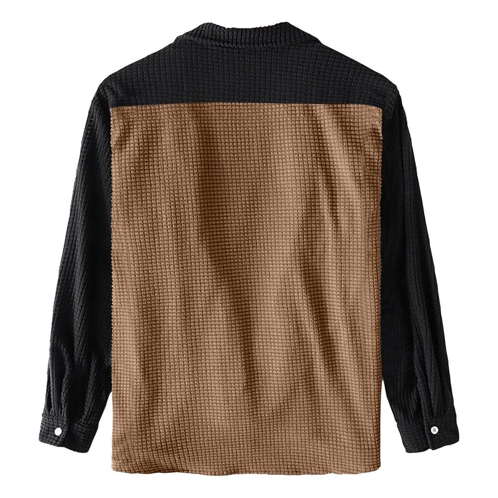 Men's Color-blocked Shirt Long Sleeve Men's Casual Fashion Trend With Pocket Shirt Jacket