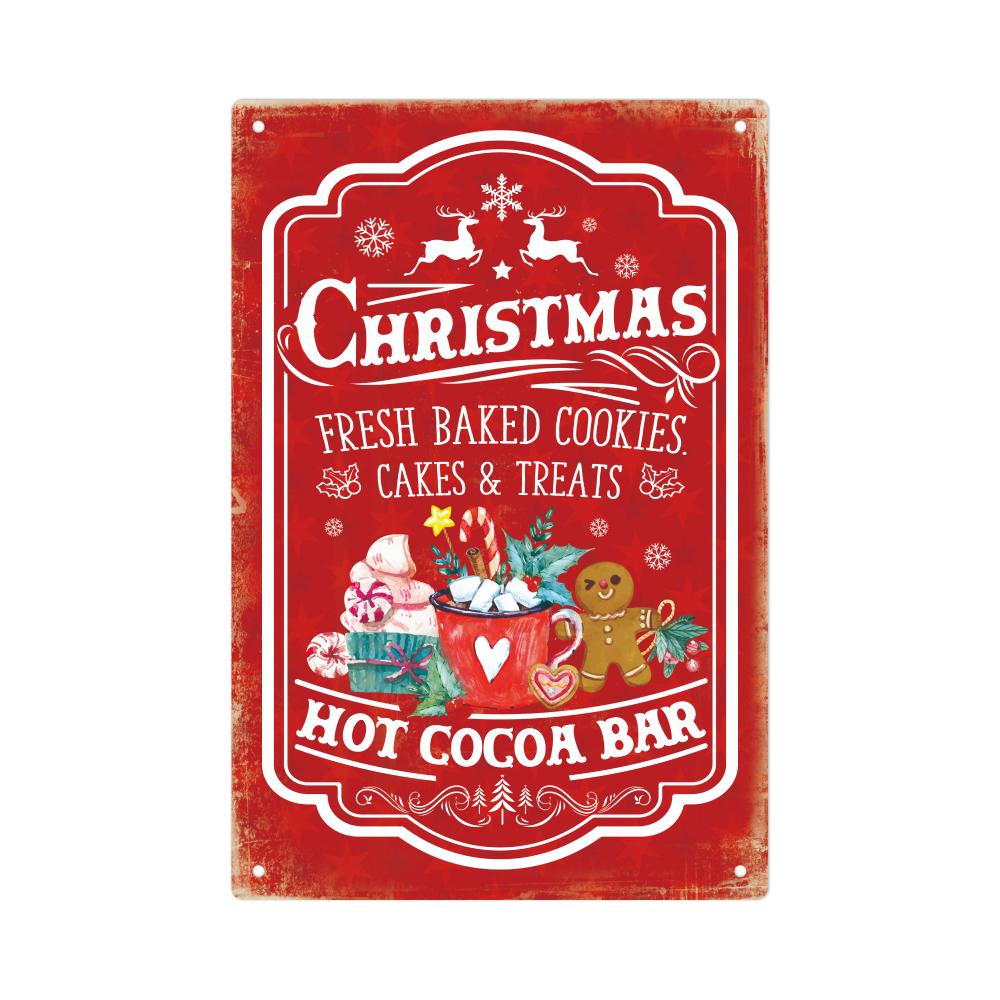 Putuo Decor pc Vintage Metal Tin Sign Hot Cocoa Welcome to the North Pole Santa Stop for Xmas Party Christmas Gift