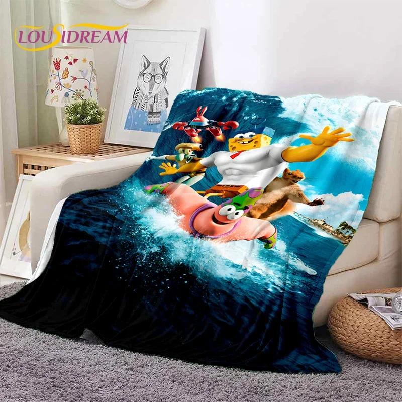 Funny S-SpongeBob Patrick Star Cartoon Soft Flannel Blanket for Beds Bedroom Sofa Picnic,Throw Blanket for Outdoors Leisure Gift