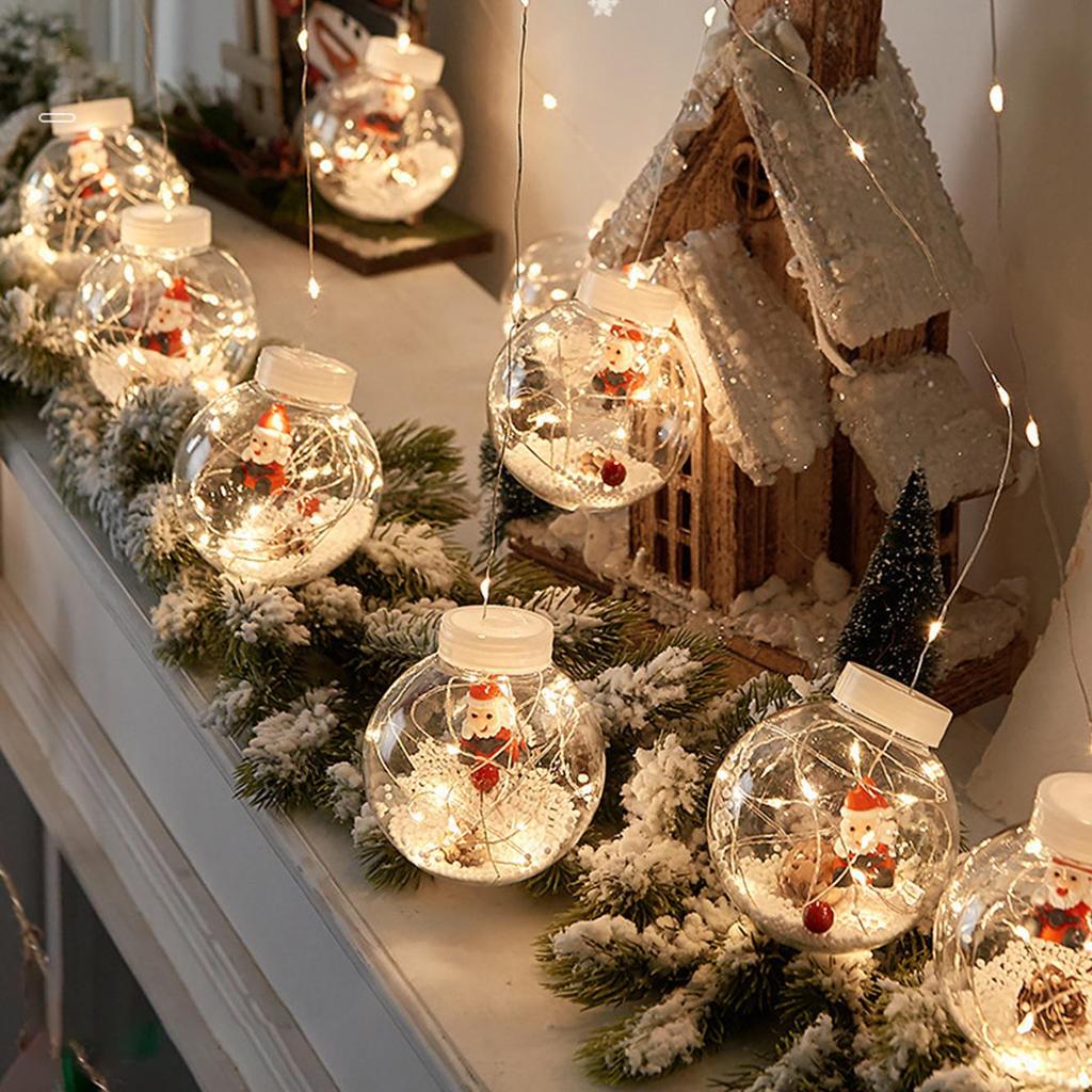 Christmas Transparent Wish Ball Curtain Lights, LED Snowman Decorative String Lights, Holiday Atmosphere Lighting