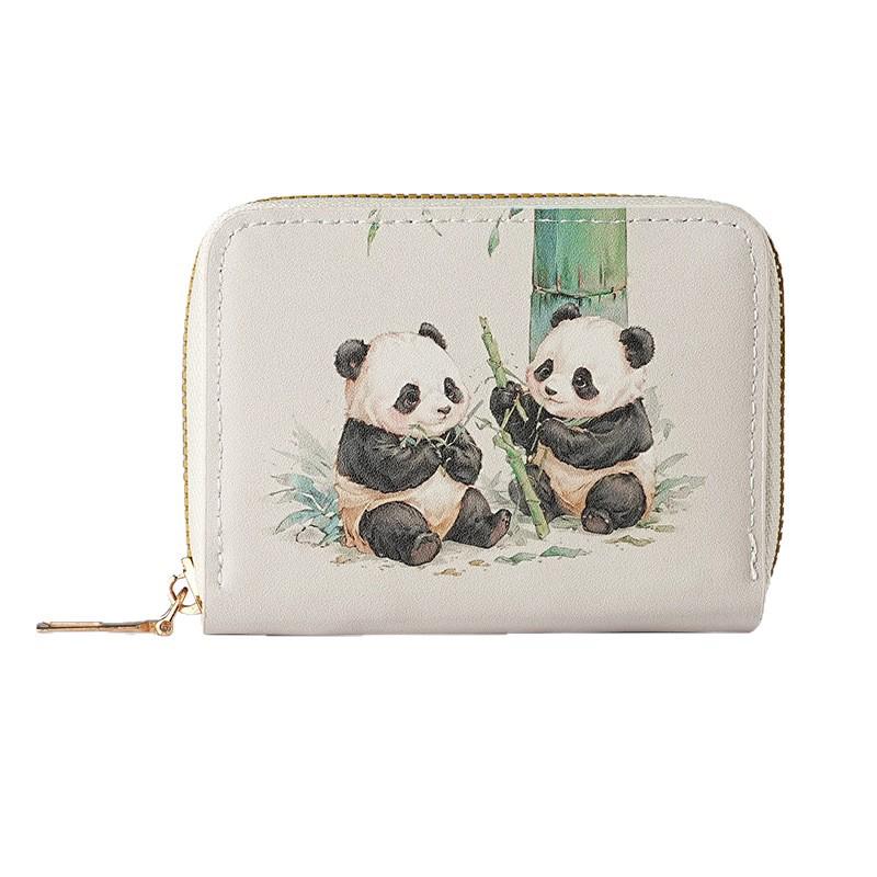 Trendy Panda Minimalist Wallet: Cute Design, Multi-Card Slots, Coin Pocket, Handheld Card Holder.