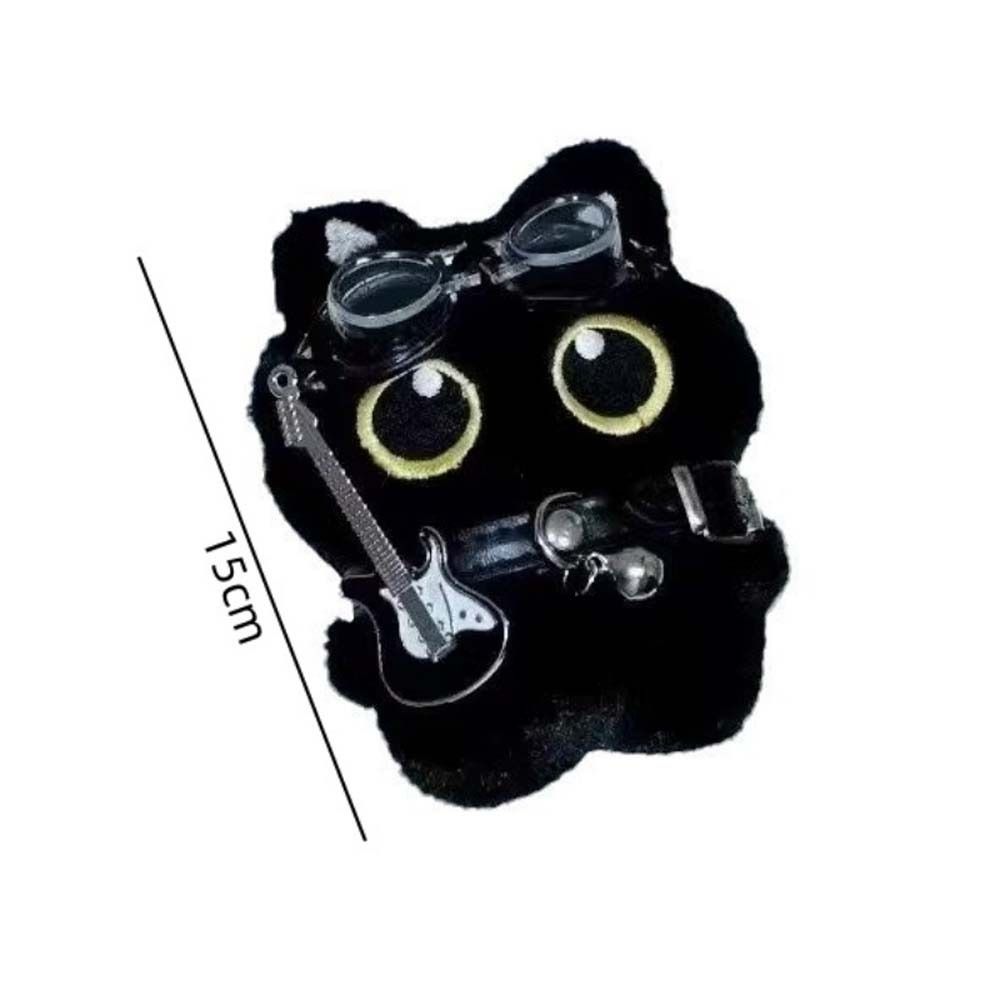 Punk Rock Black Cat Plushies Stuffed Doll Cat Pendant Kid Gift Cat Plush Keychain  Boy Girl
