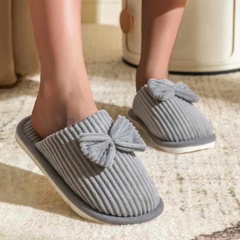 Fashion Women's Bow Slippers Fall/Winter Indoor Bedroom Floor Lightweight and Comfortable&Soft Warm Slippers for Home