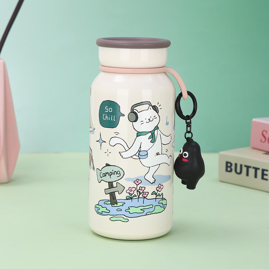 New Cute Cartoon Dog Milk Cup High Appearance Level Girl Stainless Steel Thermos Cup Portable Accompanying Cup