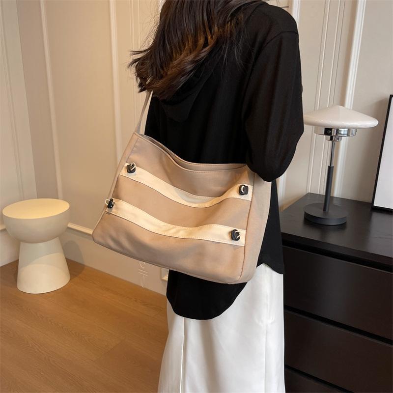 Women's canvas bag new simple solid color large capacity tote bag fashion casual commuter shoulder messenger bag women