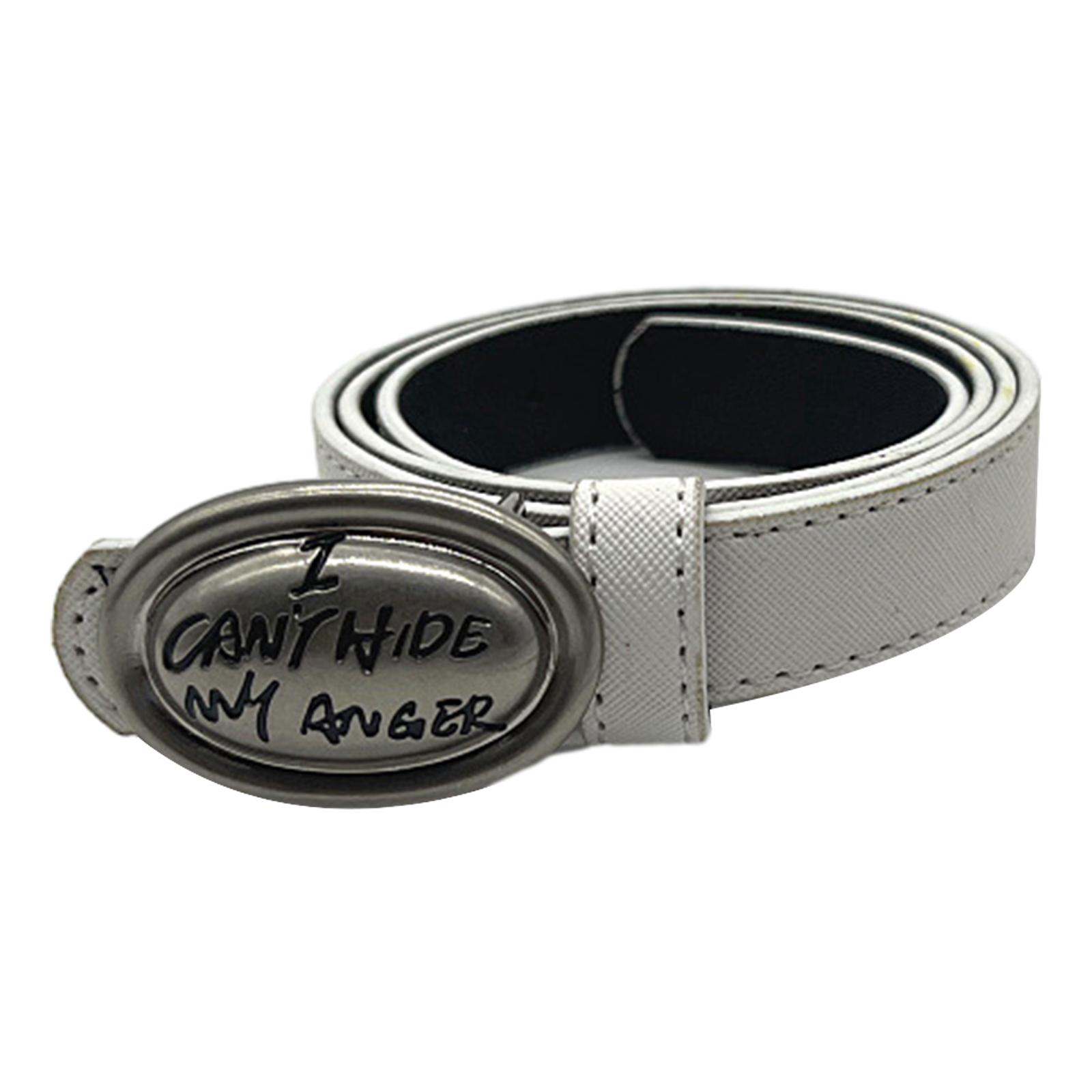 

Adult Waist Belt with Carved Letter Buckle Light Luxurious Personality PU Waist Belts for Women Coat Dress Adjustable белый