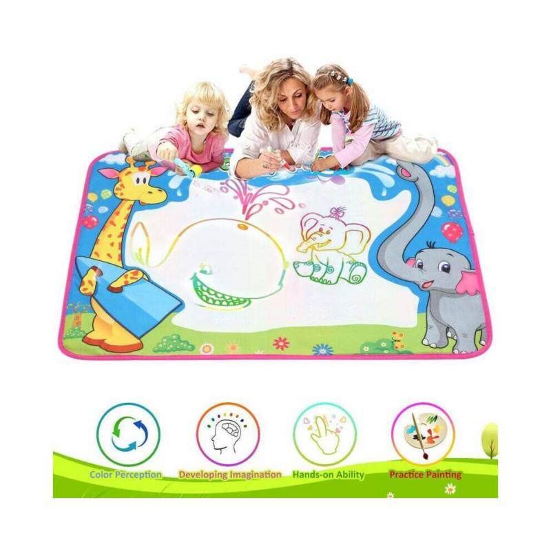 Doodle Mat Aqua Large Magic Water Drawing Mat for Kids - Reusable Water Painting Board (70x51cm) with Pens & 8 Molds