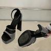 Women's Shoes Fashion High Heel Sandals Hollow Out Open Toe Sandals Platform Square Heels Shoes for Women Party Shoes Zapatos