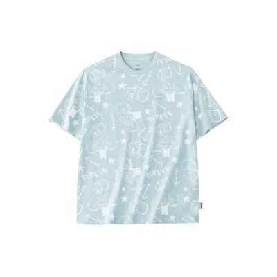 X Popeye Collaboration Life Series All Over Print Letter Round Neck Pullover Short Sleeve Drop Shoulder T-Shirt Men T-Shirt 152428155-2