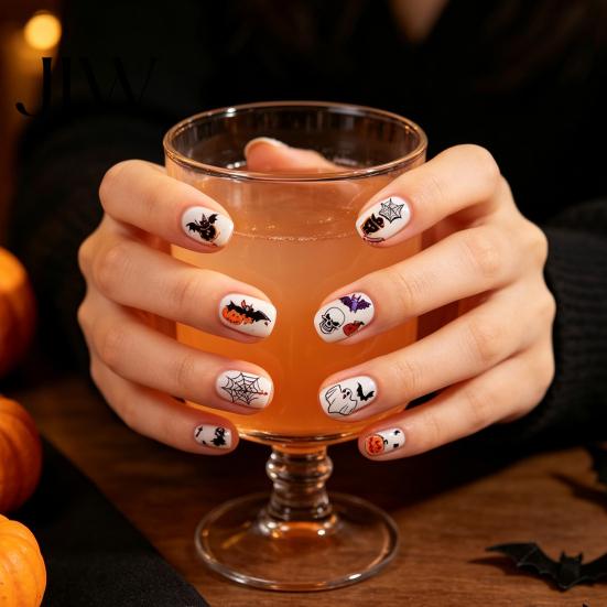 DIY Nail Art Stickers 6 Sheets Halloween Glow-in-the-dark Sticker, Spooky Ghost Pumpkin Skull Manicure Dark Theme Supplies Decal, Decoration