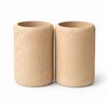 Beige Tealight Holders, Set of 2, Grooved, Japandi