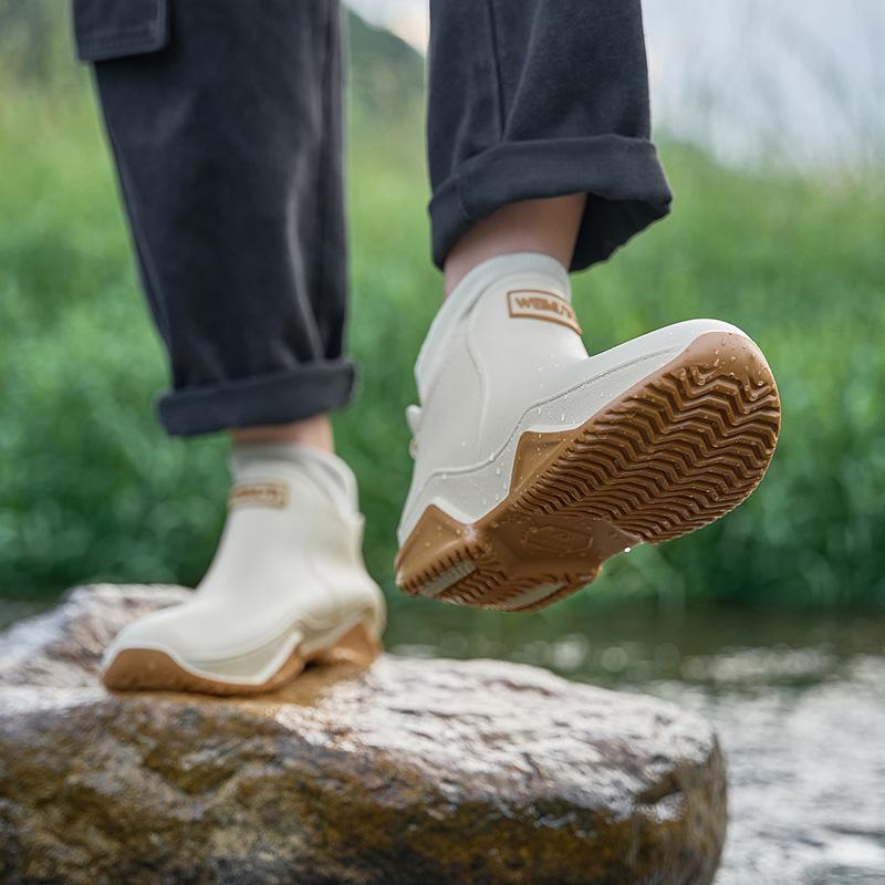 Rain shoes short water shoes couple outdoor women's rain boots fishing work casual men's water boots thermal shoes