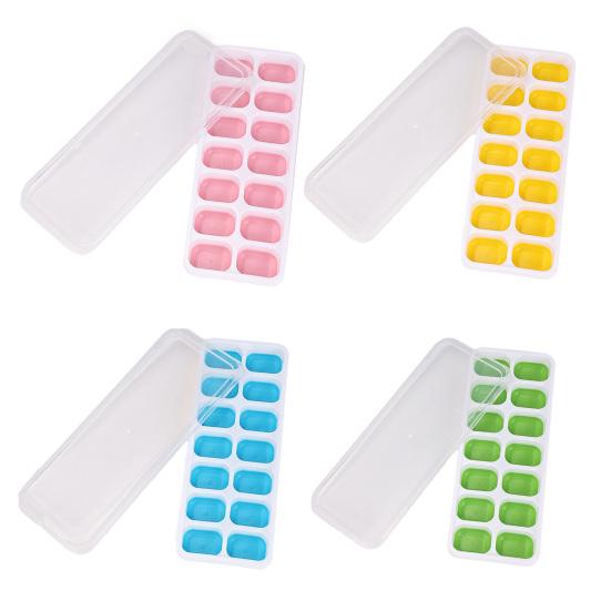 Silicone Ice Cube Tray with Lid BPA-free Ice Mold for Freezer One-Click Release Large Capacity Ice Maker for Home Bar Kitchen