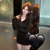 Pure Desire Sexy Navy Collar Long-sleeved Dress Women's Early Spring New Waist and Thin Bottom Hip Skirt