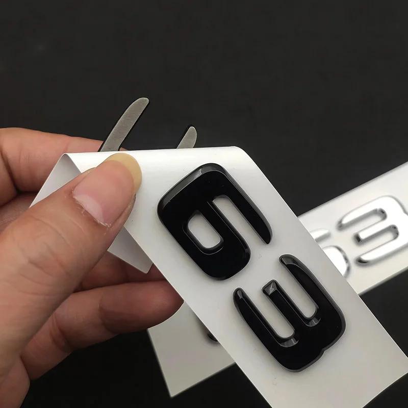 3d ABS Chrome Black Logo C63 Emblem Letters Sticker Nameplate Car Trunk Badge Decal For Mercedes Benz C63 AMG W205 Accessories
