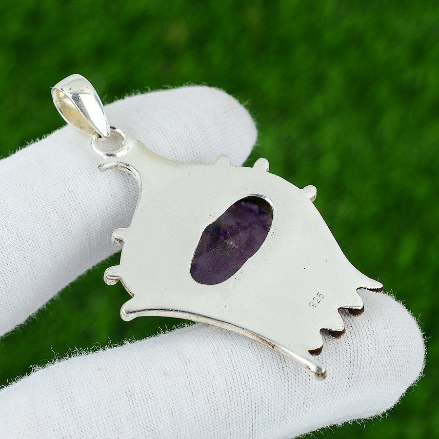 Подарок для нее Ювелирная подвеска из стерлингового серебра 925 пробы с натуральным звездчатым аметистом