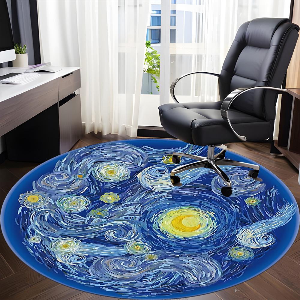 1pc Starry Night Carpet for Office Non-Slip, Round Carpet, Soft & Comfortable, Carpet for Office, Lightweight Round Floor Mat