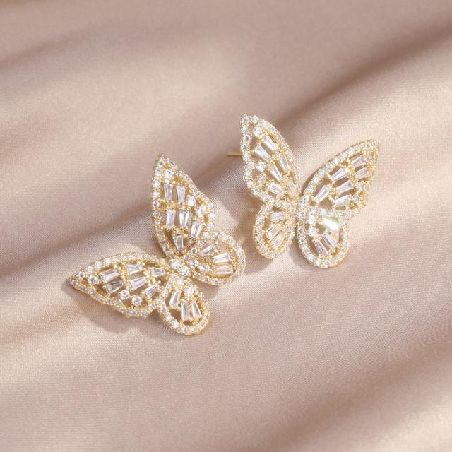 

Продажа модных ювелирных изделий 14-каратное настоящее золотое покрытие серьги-бабочки из циркония элегантные женские свадебные роскошные аксессуары