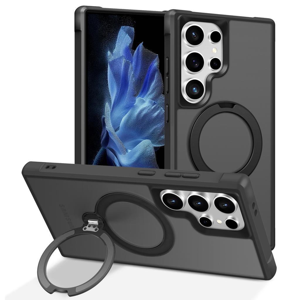 For Samsung Galaxy S24 Ultra Magnetic Case Kickstand TPU PC Shockproof Phone Back Cover