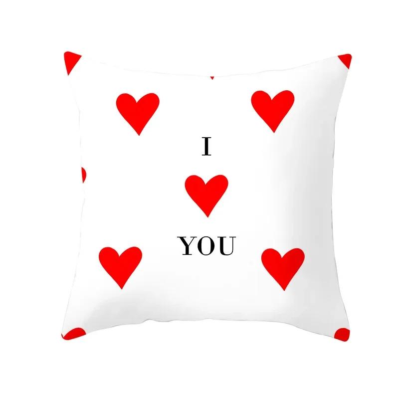 Valentine's Day Cushion Cover Romantic Wedding Party Decorations Print Cushion Cover Pillowcase Valentine's Day Gift